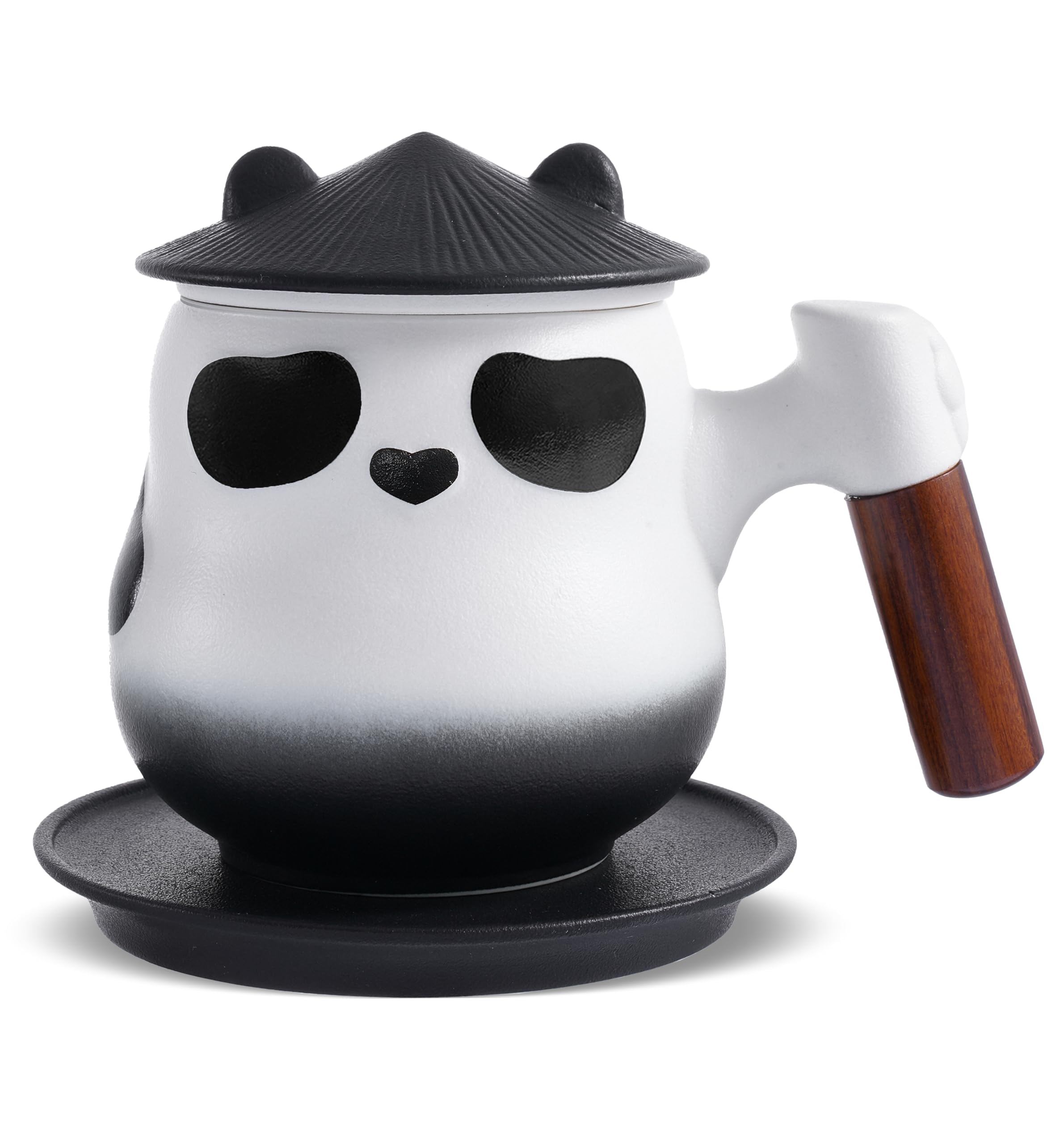 Taza ZENS panda con infusor y tapa, ideal para té suelto en casa.