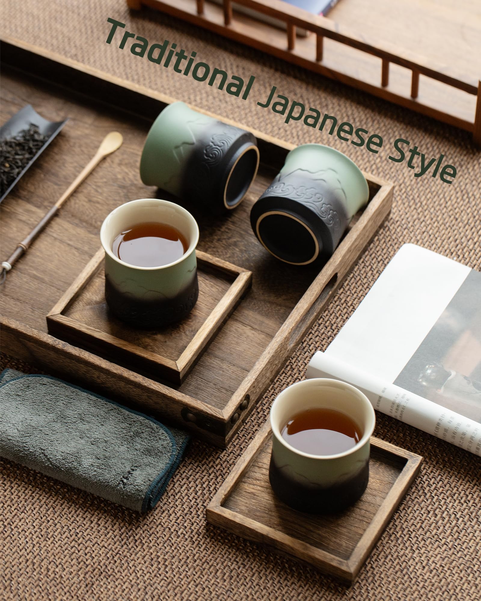 ZENS tazas japonesas, exterior glaseado mate para uso diario