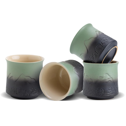 ZENS tazas japonesas con relieve de montaña para disfrutar de un té elegante
