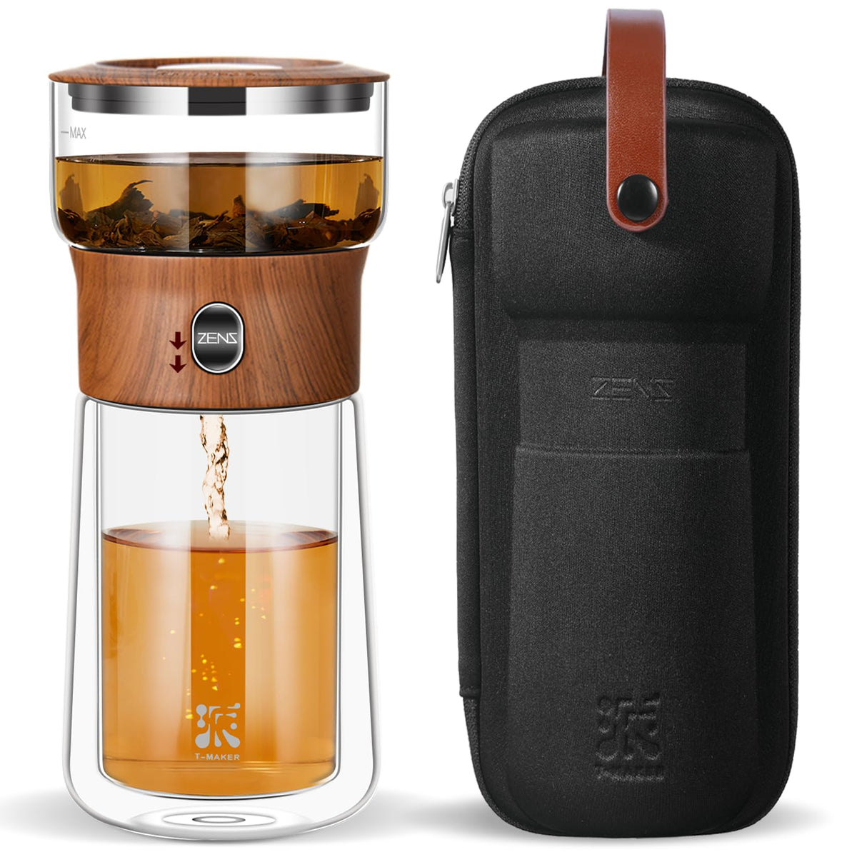 Tetera infusor de ZENS en vidrio para infusiones precisas de té suelto.