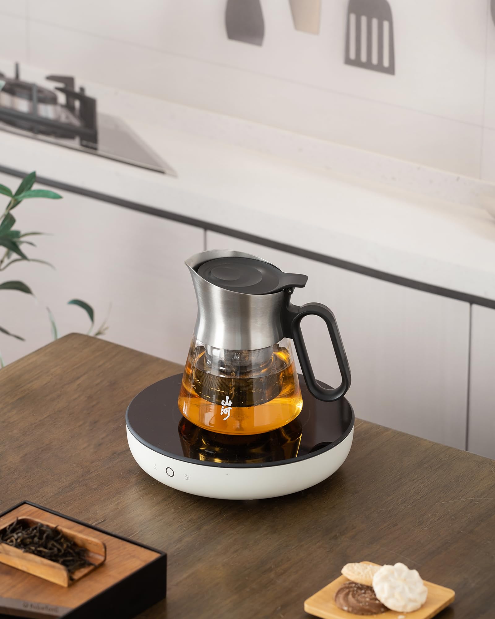 ZENS tetera de vidrio para uso diario, ideal para té de hojas sueltas en casa.