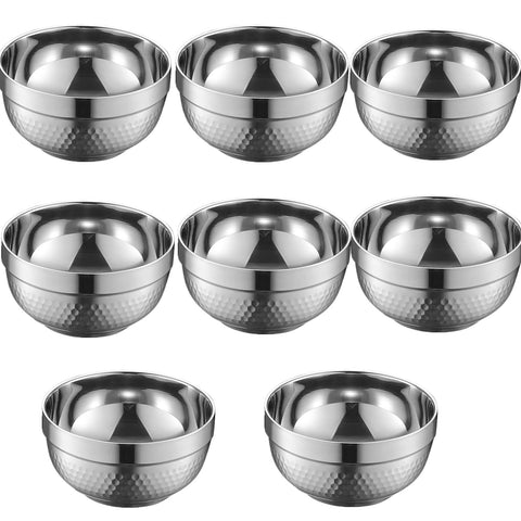 Zentriqlla: ocho cuencos de acero inoxidable 18/8, 5 pulgadas, ideales para porciones controladas.