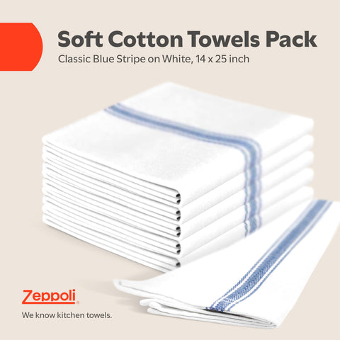 Toallas Zeppoli 14x25 pulgadas, algodón 100% para secado rápido.