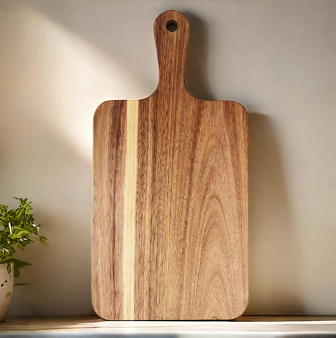 ZeQi: tabla de corte de acacia con asa, duradera y estética para la cocina.