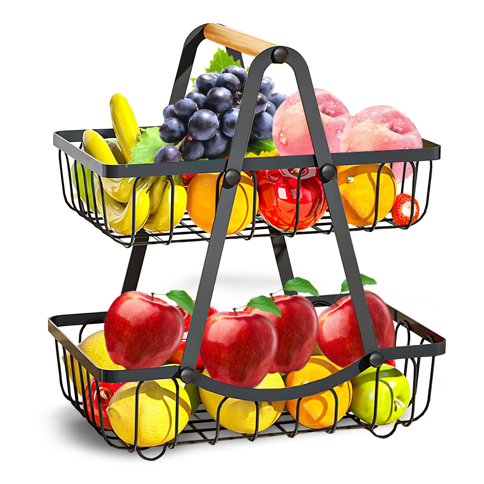 Zeroluxe: cesta de dos niveles para la cocina, ideal para mantener frutas frescas.