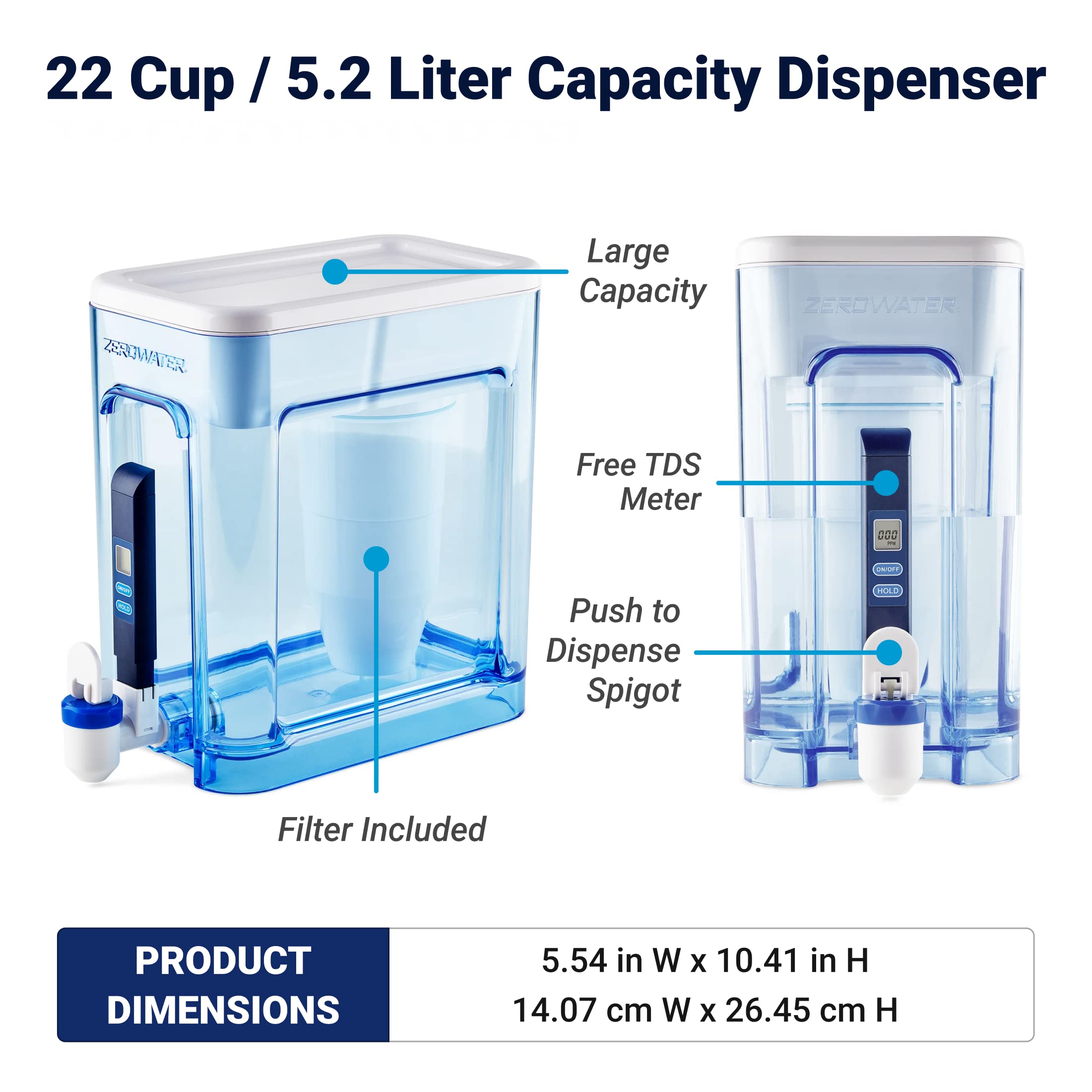 ZeroWater filtración de 5 etapas ofrece agua de sabor más limpio para uso diario