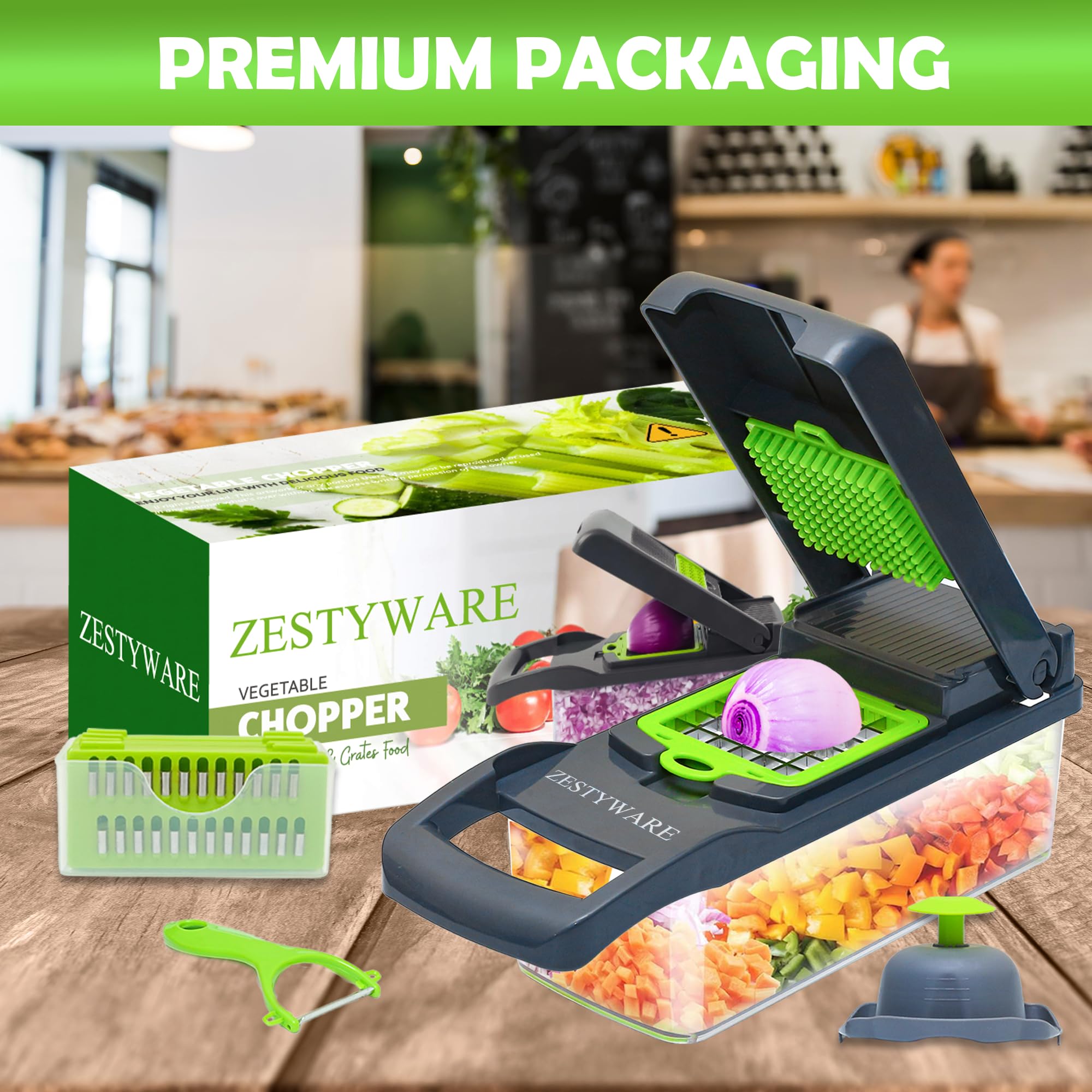 ZESTYWARE colador y prensa para cortar para lavar y escurrir fácilmente