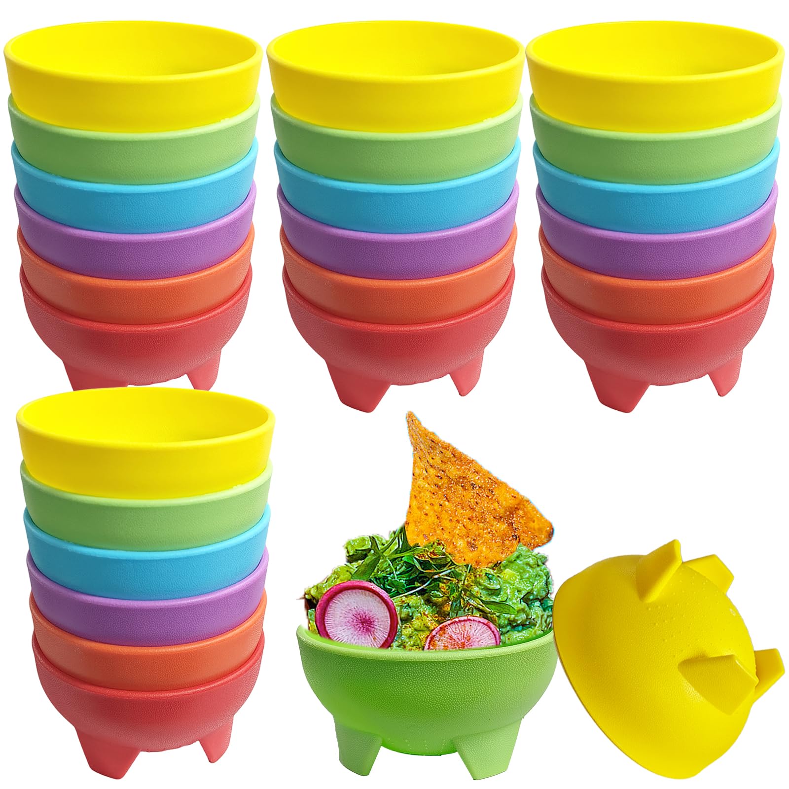 Boles de salsa ZETEAKER, conjunto 24 piezas, colorido para fiestas y reuniones.