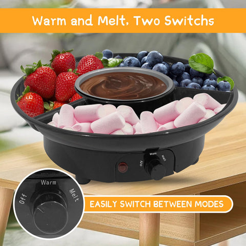 ZEVELOO fondue eléctrico: bandeja desmontable para limpieza rápida.