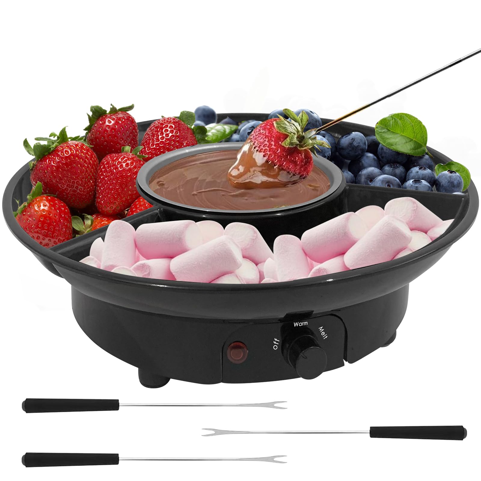 ZEVELOO fondue eléctrico: base de derretimiento suave para chocolate.