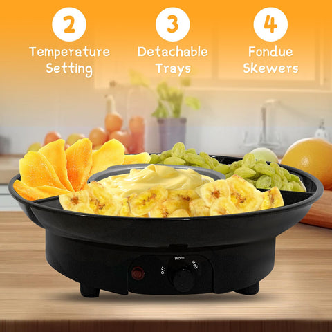 ZEVELOO fondue eléctrico: cuatro tenedores para mojar frutas y postres.