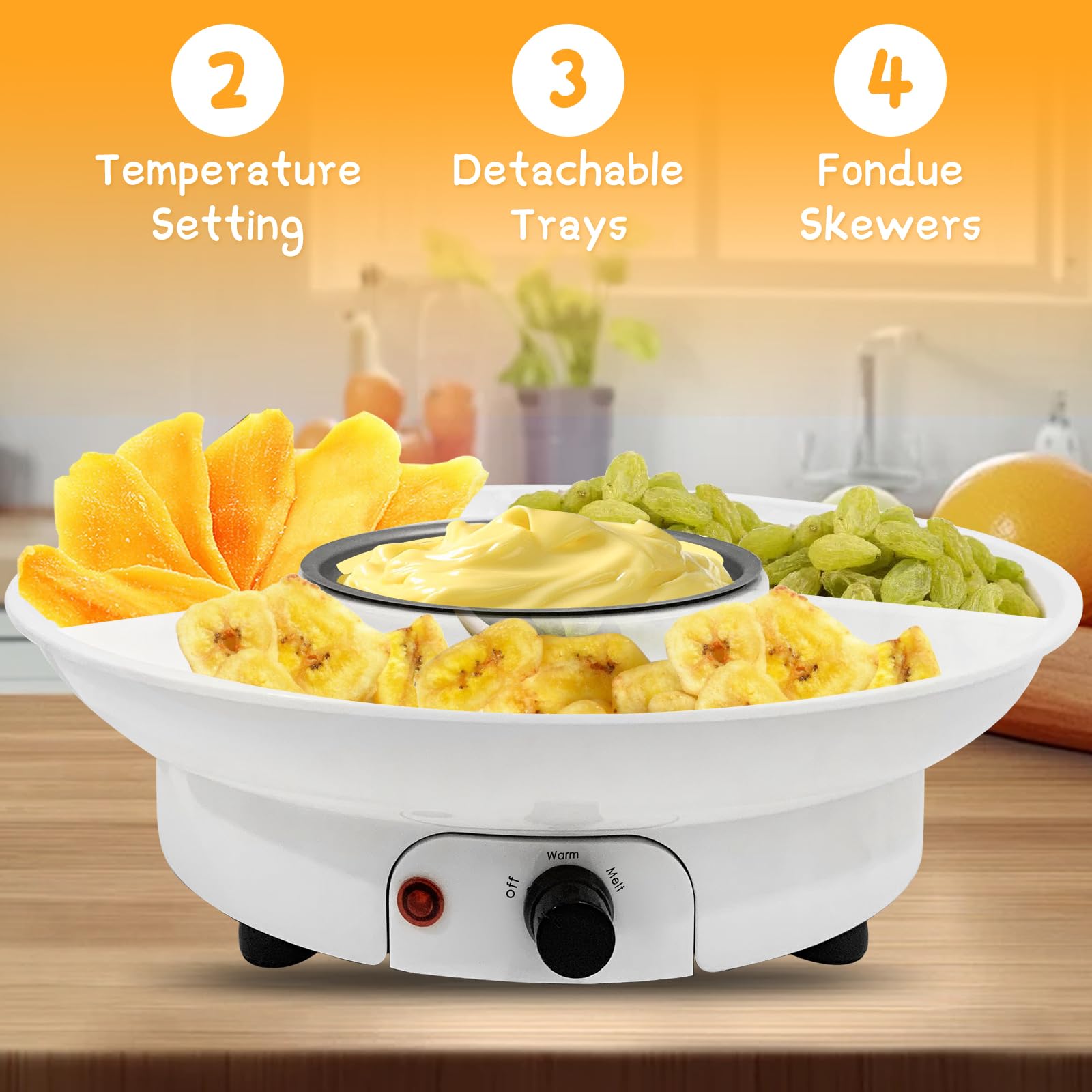 ZEVELOO fondue pot eléctrico: bandeja desmontable para facilitar limpieza