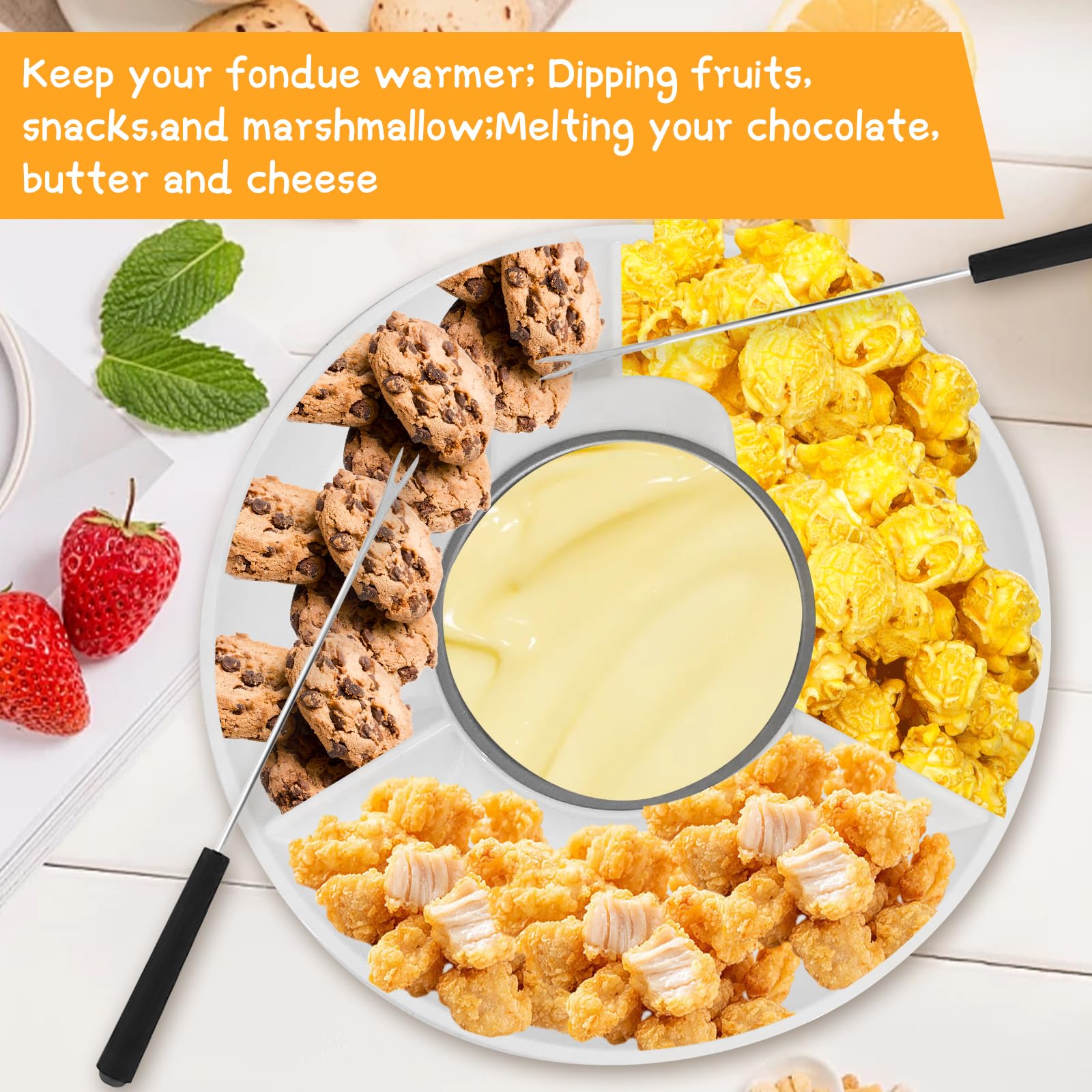 ZEVELOO fondue pot eléctrico: cuatro tenedores para compartir cómodamente