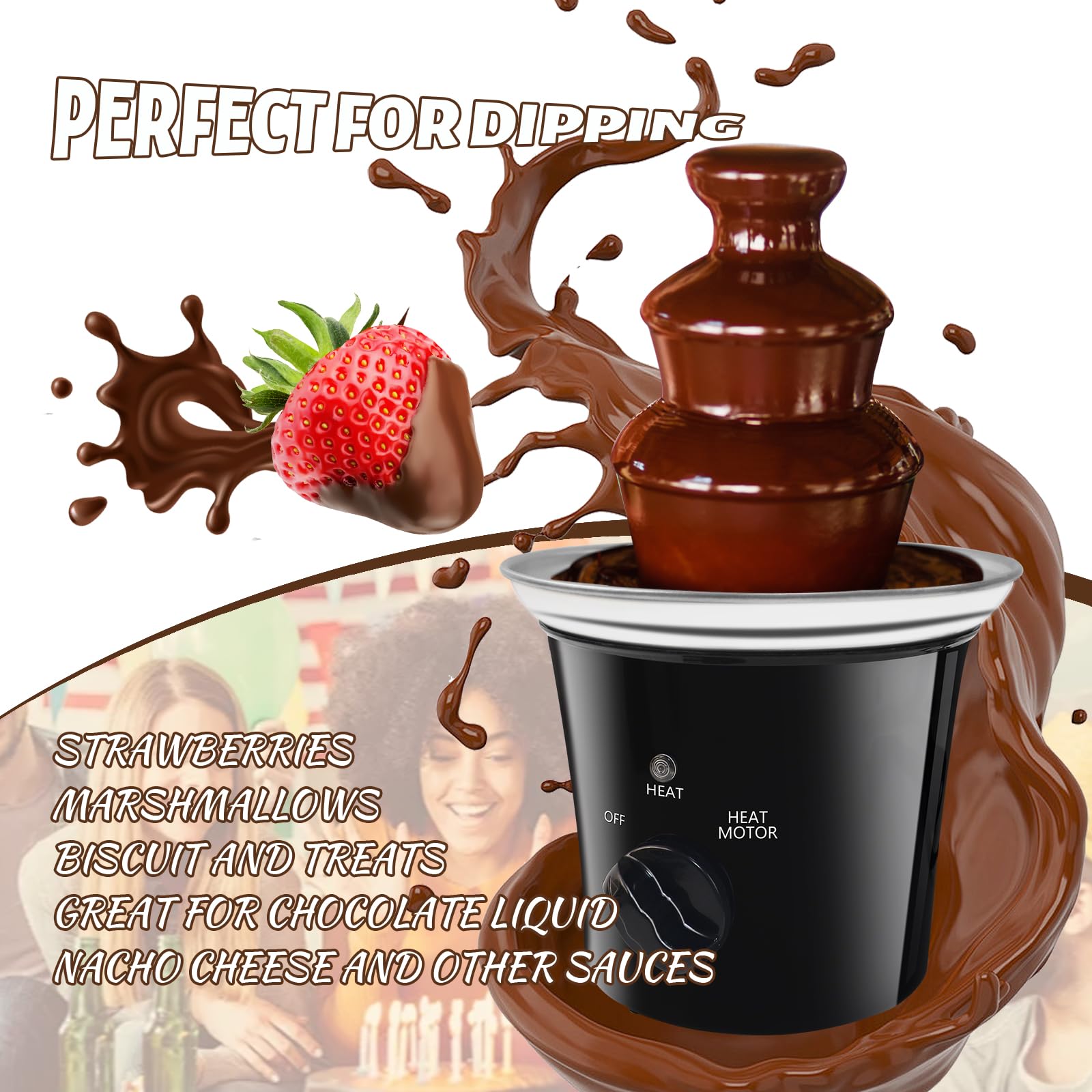 ZEVELOO Mini Fondo de Chocolate acero inoxidable, duradero y fácil de limpiar