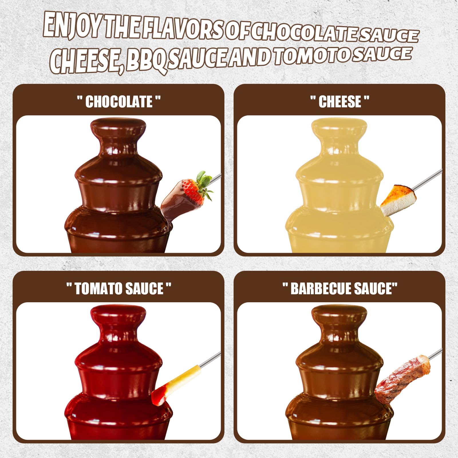 ZEVELOO Mini Fondo de Chocolate panel controles, operación sencilla para fiestas