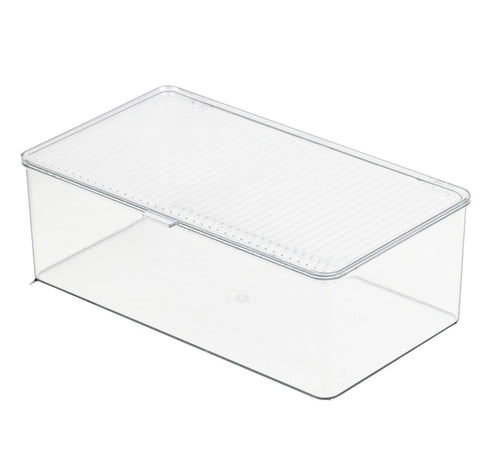 ZEXALOR Contenedor plástico transparente con tapa para despensa y refrigerador.