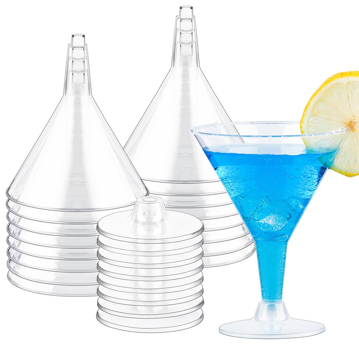 Copa martini Zezzxu de plástico, cristal claro para cócteles