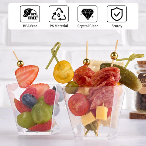 Zezzxu copas plástico cristal claro para presentar alimentos