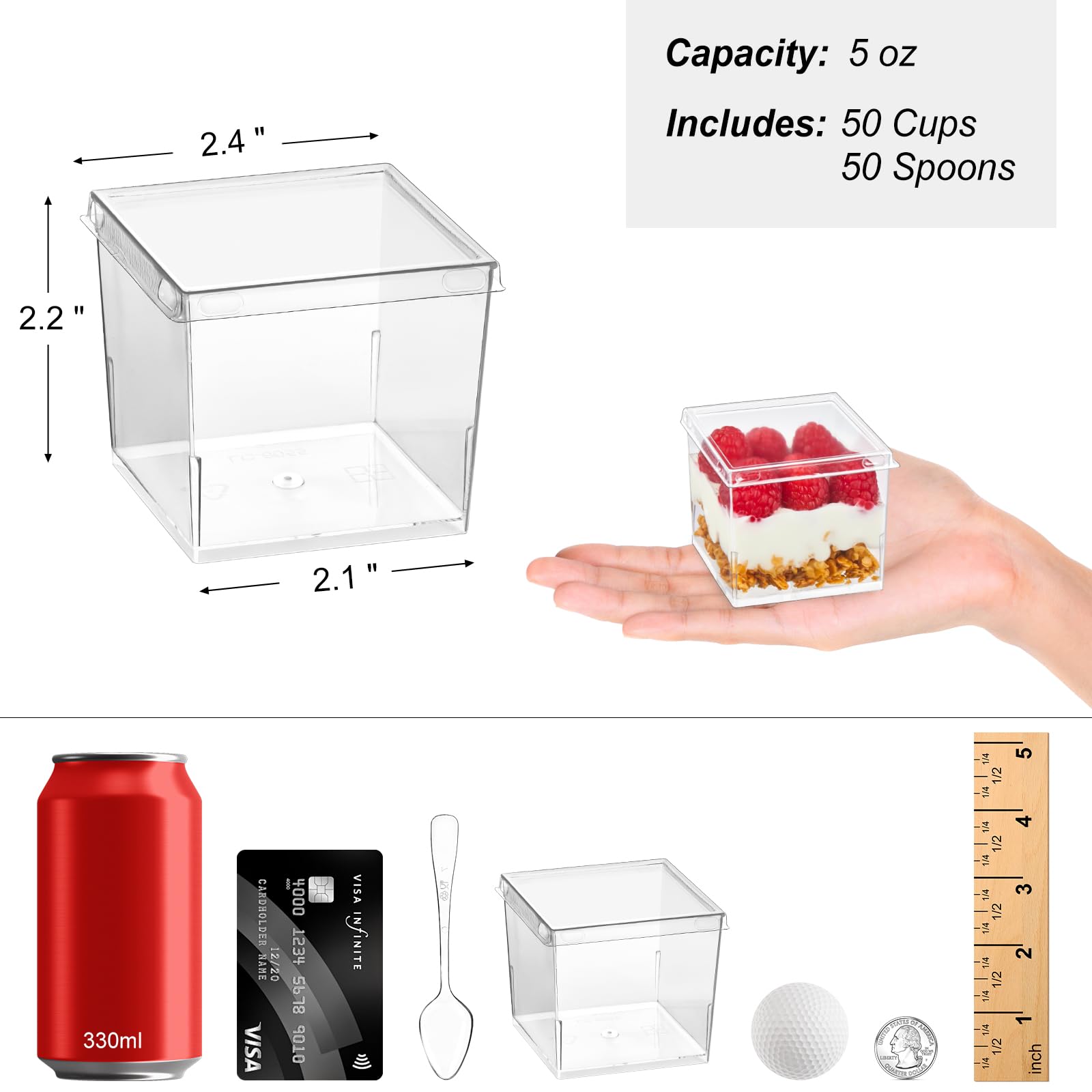 Copas postres Zezzxu transparentes 5oz para degustaciones elegantes que conservan frescura.