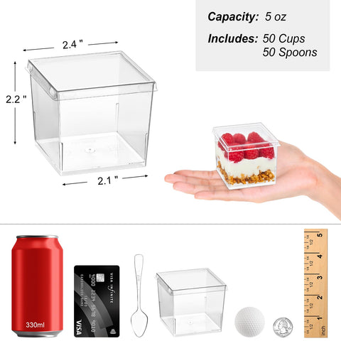 Copas postres Zezzxu transparentes 5oz para degustaciones elegantes que conservan frescura.