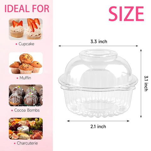 Zezzxu tapa domo transparente para magdalenas, ideal para llevar con higiene.