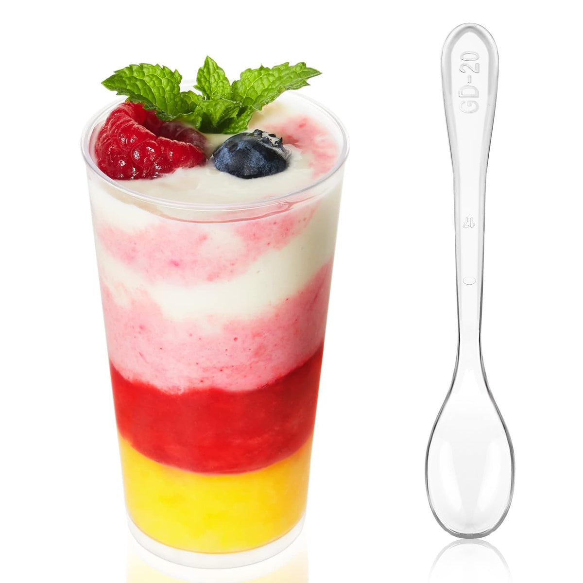 Vasos de postre Zezzxu mini 3oz claros para porciones elegantes.