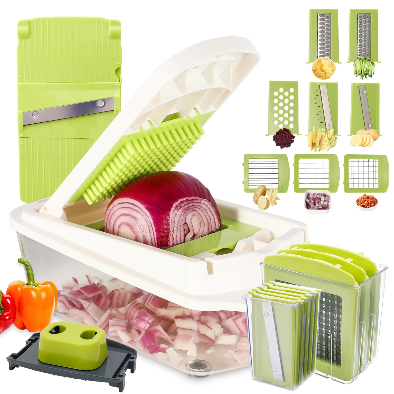 zhang xiao quan 8-en-1 cortador de verduras con contenedor para ensaladas rápidas