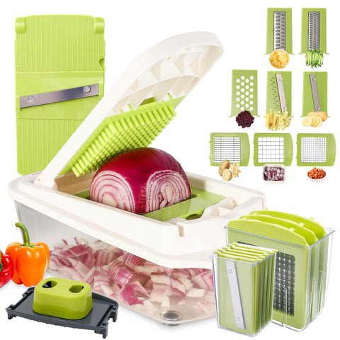 zhang xiao quan 8-en-1 cortador de verduras con contenedor para ensaladas rápidas
