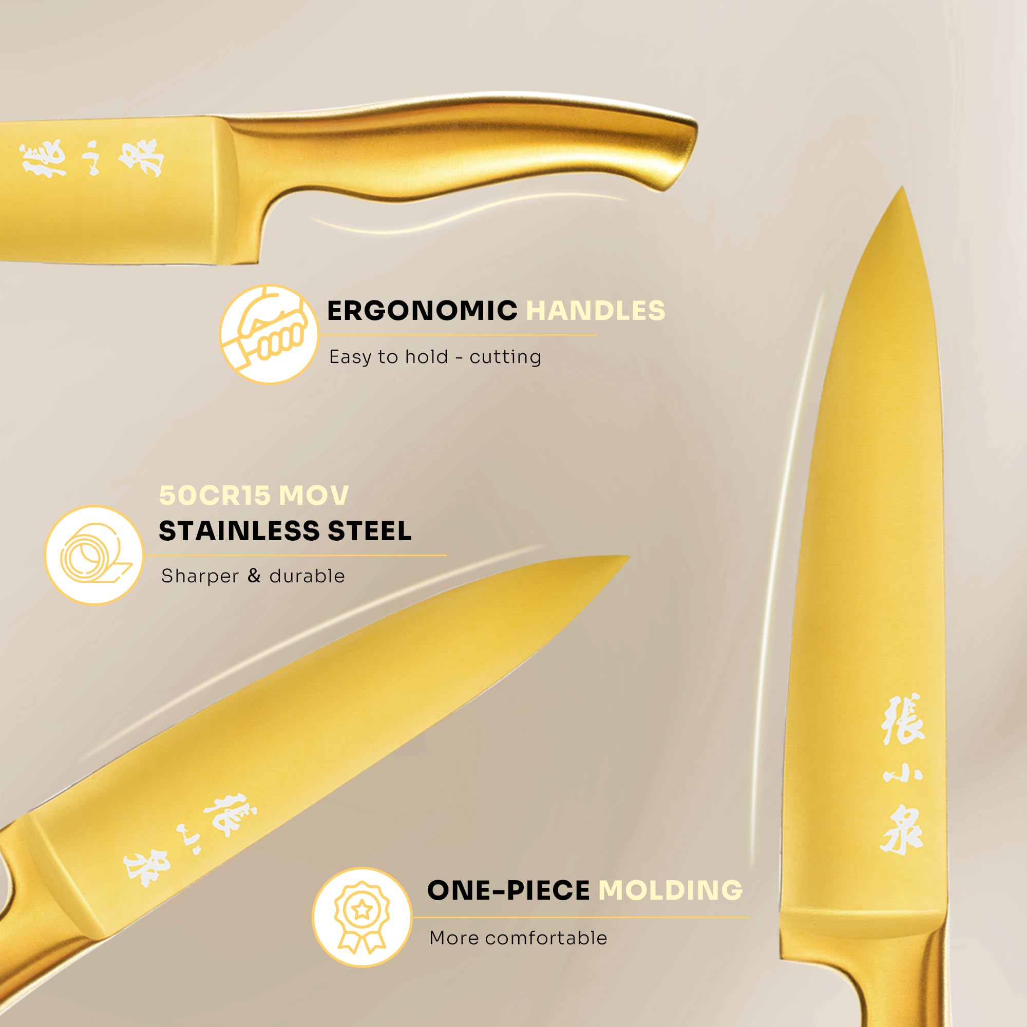 Conjunto ZHANG XIAO QUAN: cuchillo pelador 3.5 pulgadas para pelados finos.