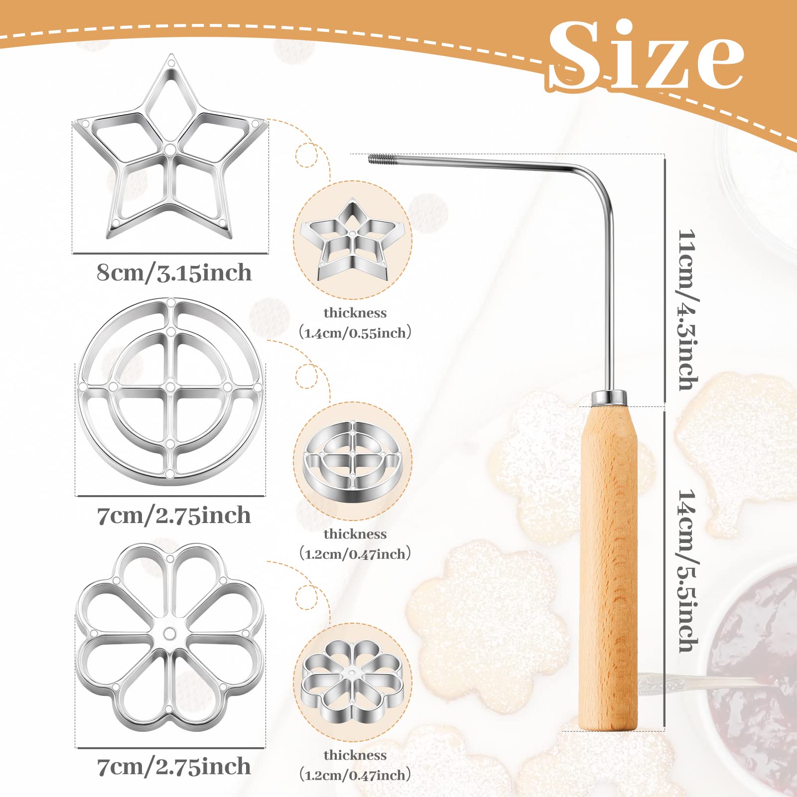 Zhehao Achappam Molde flor con asa para buñuelos dorados y uniformes.