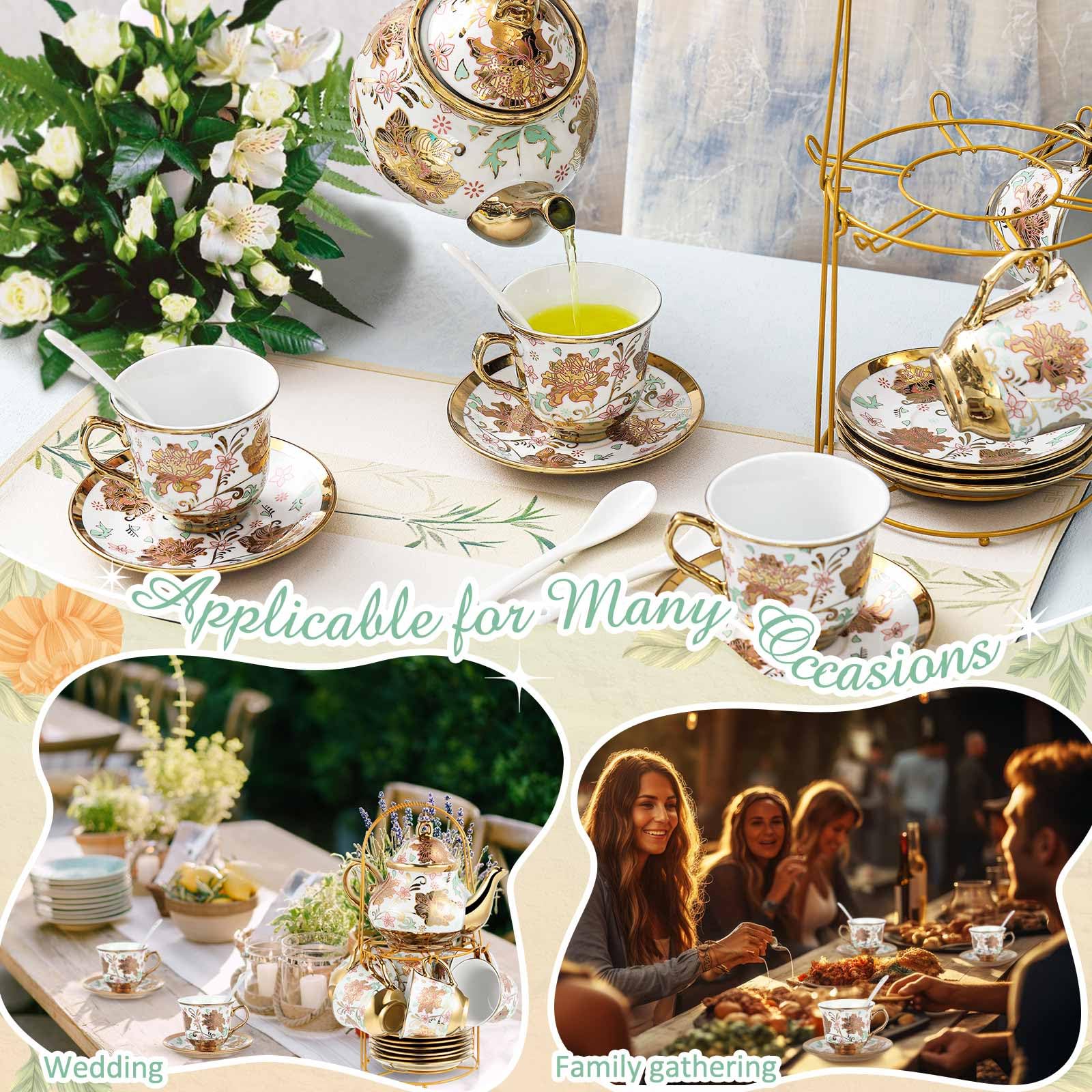 Platillos Zhehao de porcelana con borde dorado y base estable