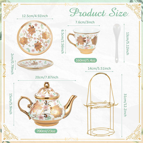 Tazas Zhehao de porcelana con motivo floral europeo para degustar té
