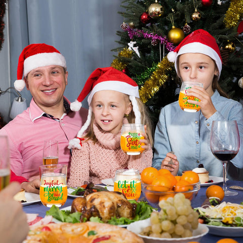 Copa Zhehao sin tallo con frases navideñas, aporta estilo a la mesa.