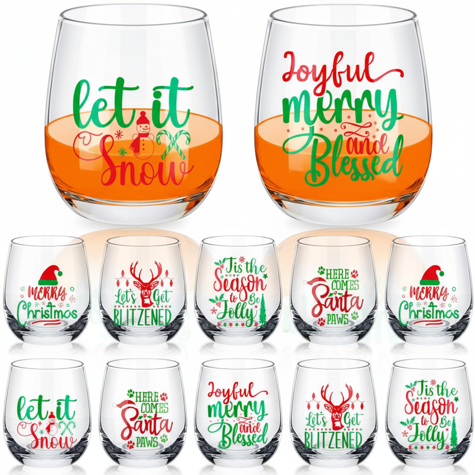 Copa Zhehao sin tallo con Santa, ideal para brindar en fiestas navideñas.