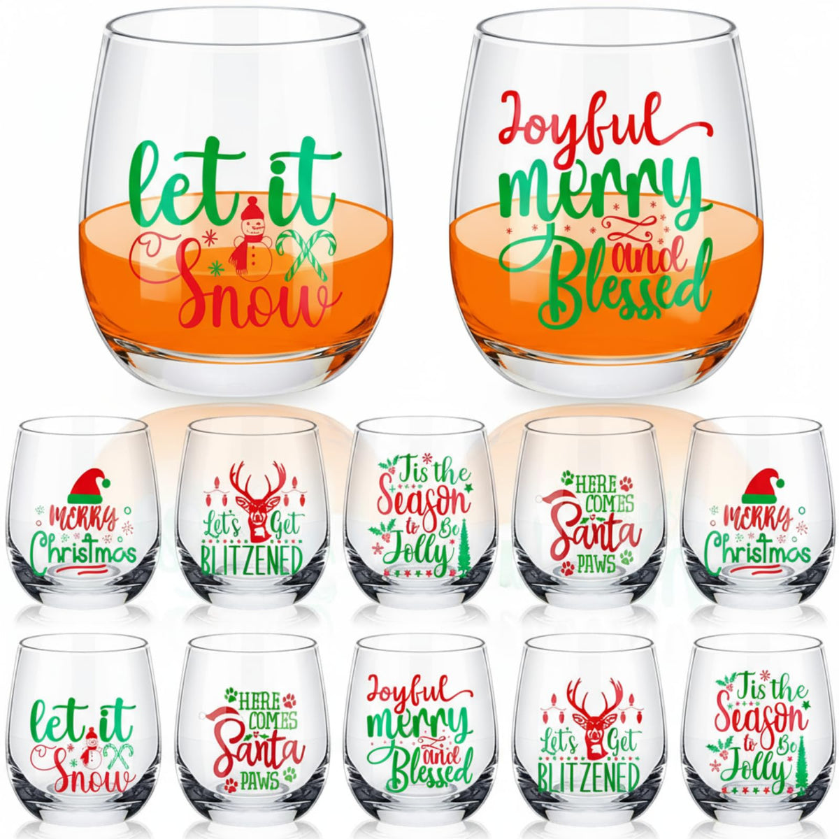 Copa Zhehao sin tallo con Santa, ideal para brindar en fiestas navideñas.