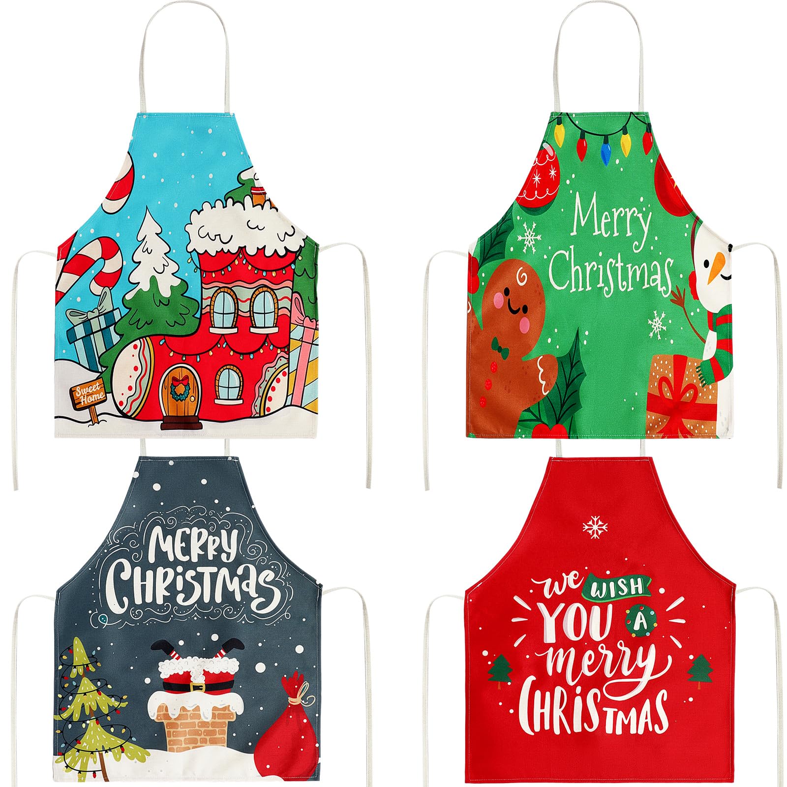 Delantal Zhehao para niños con Santa en el frente, ideal para cocinar en Navidad.