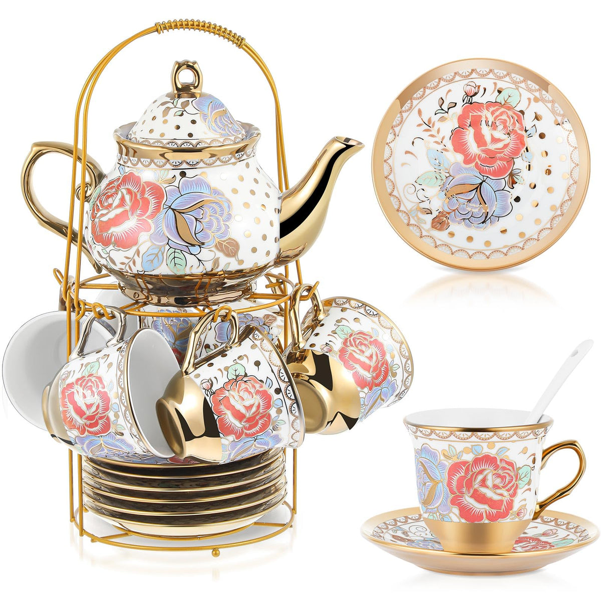Zhehao juego-te-porcelana-20-piezas-porta-cucharas, servicio elegante para reuniones
