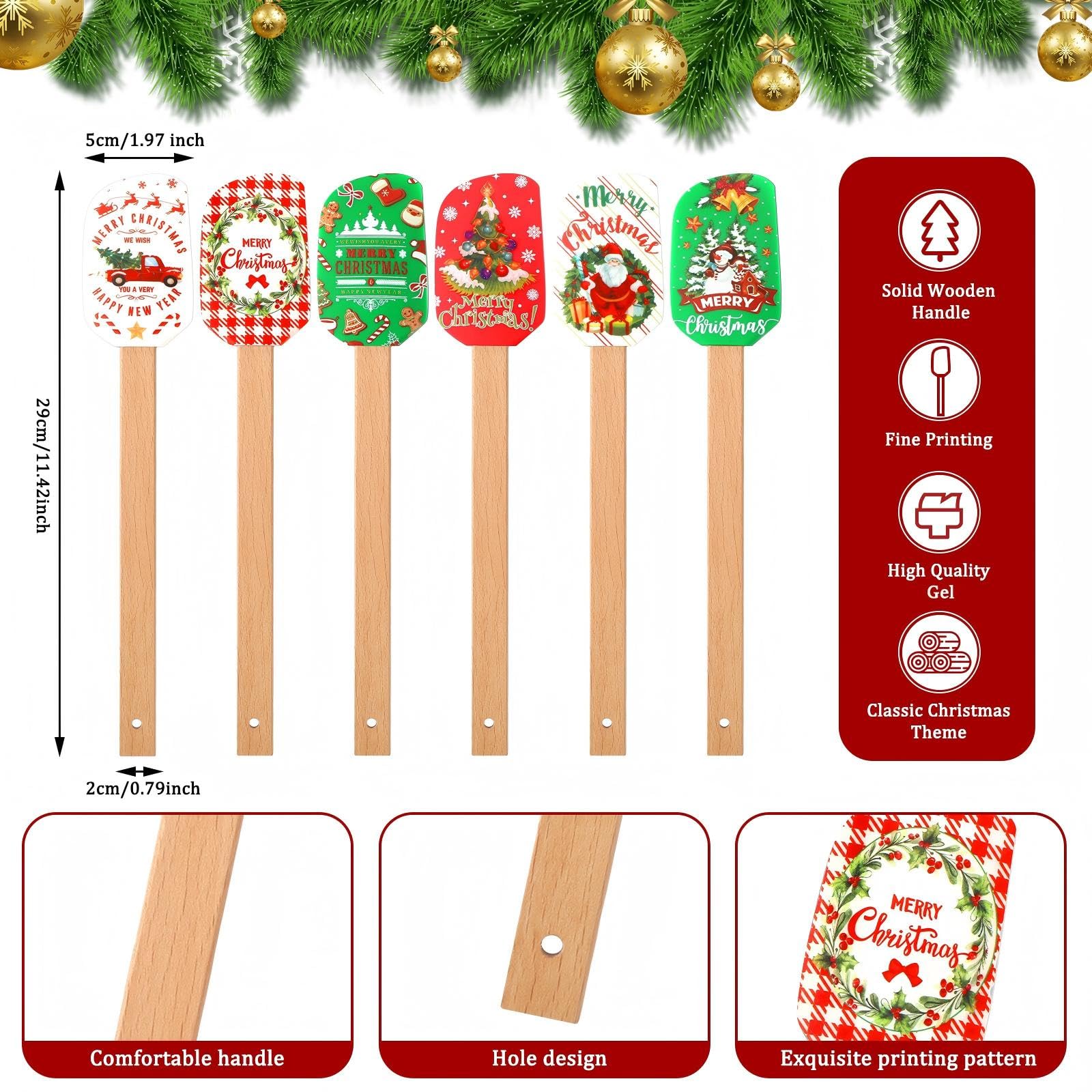 Espátula de silicona Zhehao con diseño navideño para batir y extender glaseado.