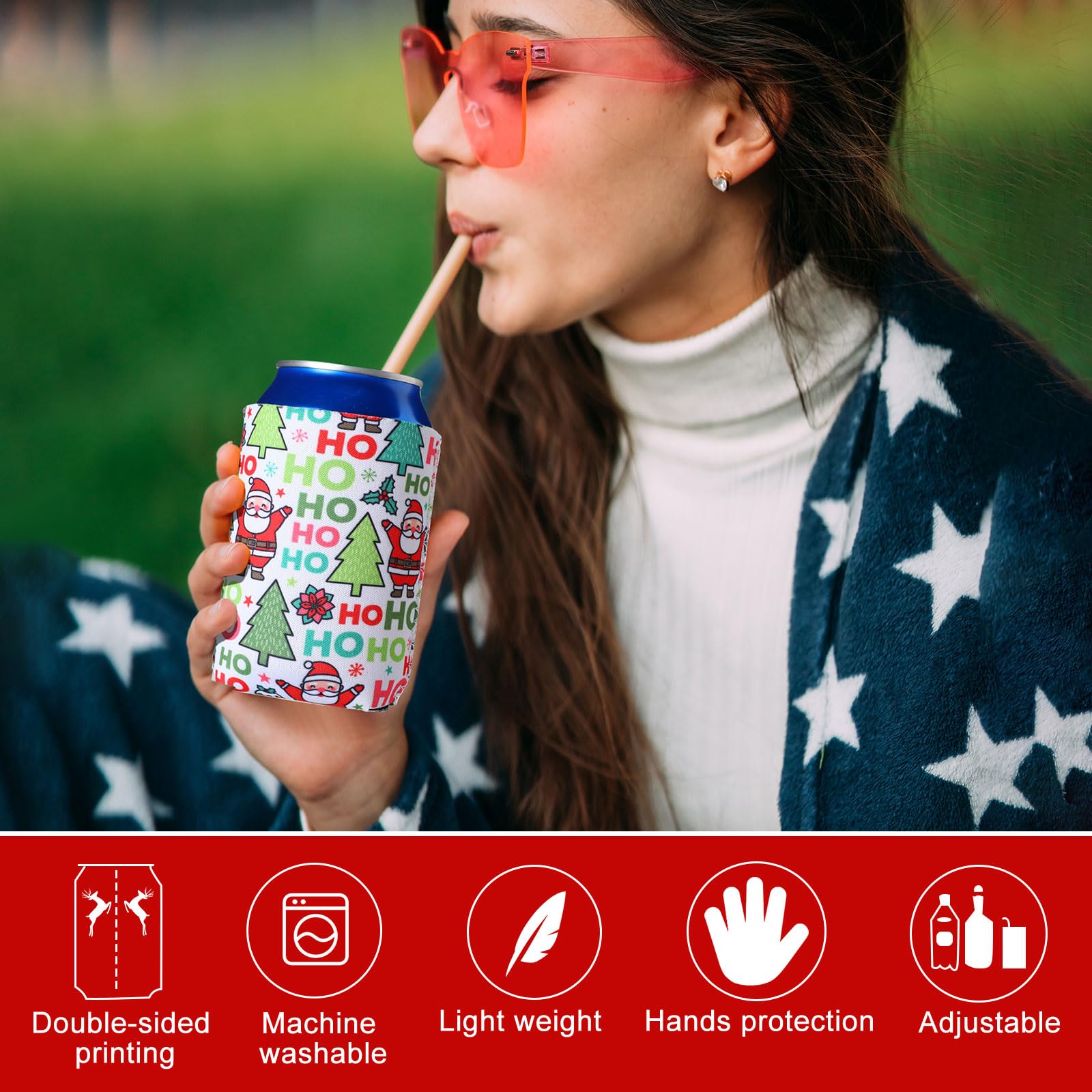 Fundas Zhehao para lata con Reno, ideal para regalos y celebraciones.