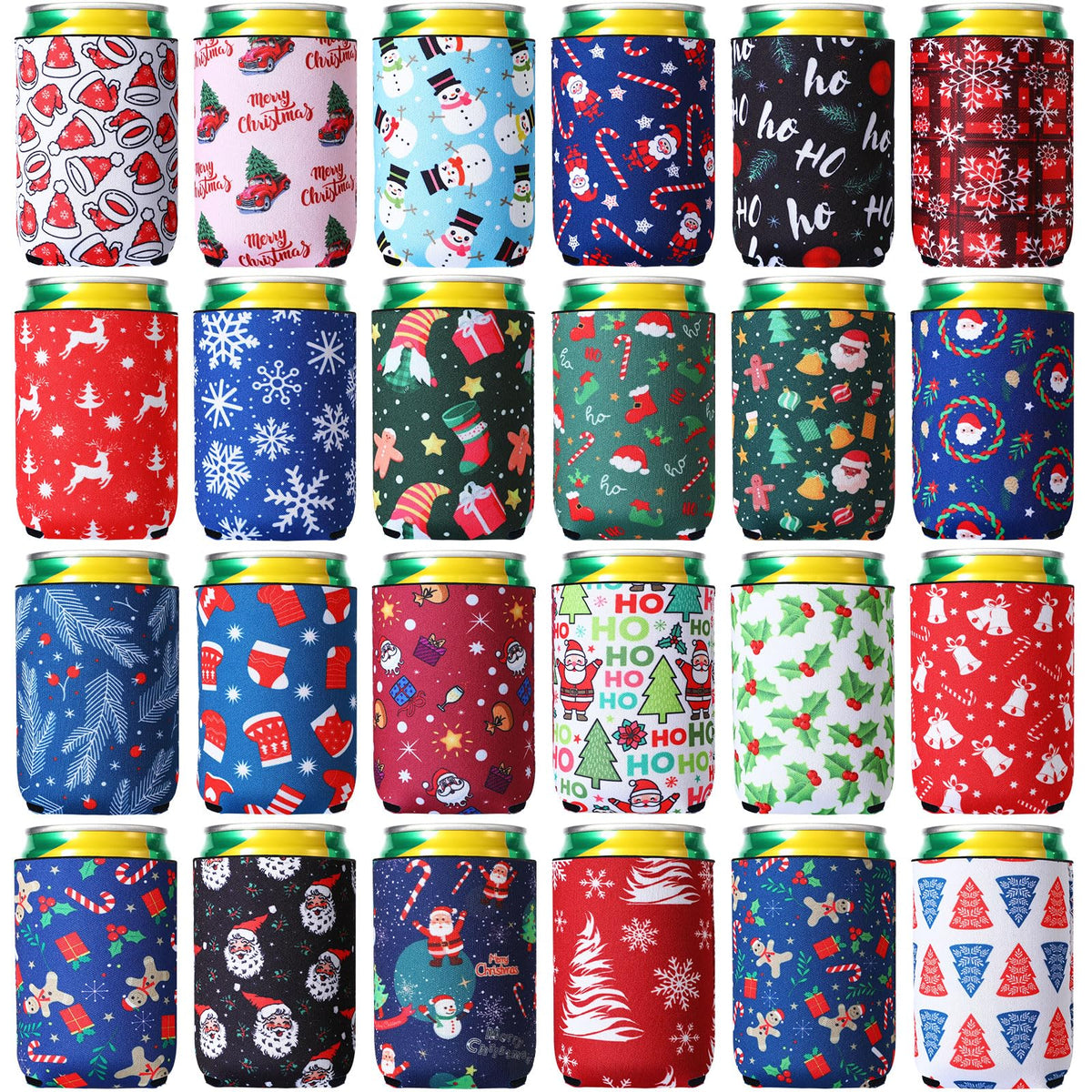 Fundas Zhehao para lata con Santa, decoración festiva y protección para la bebida.