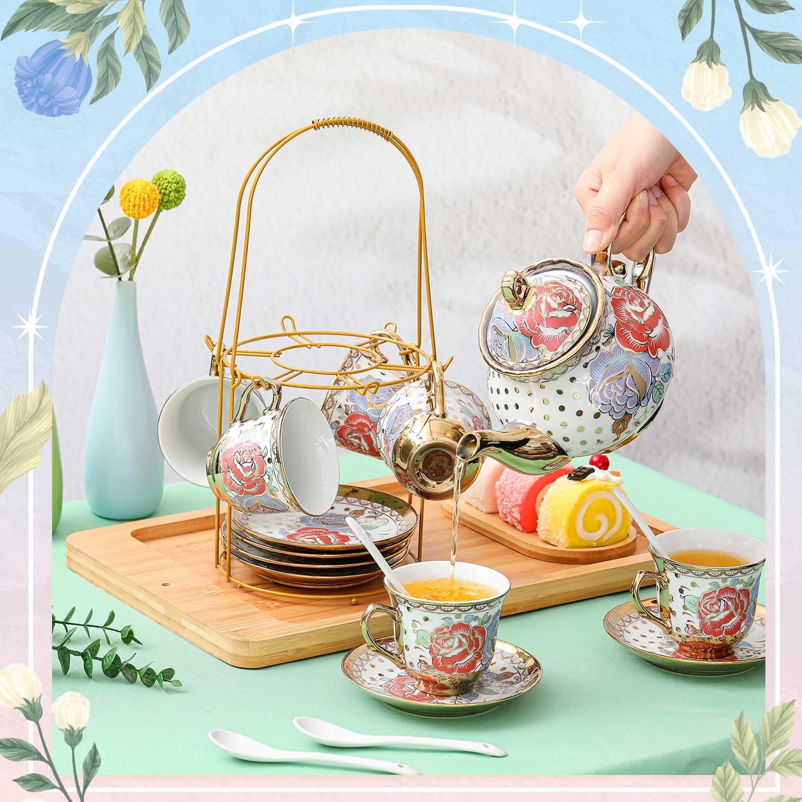Zhehao tazas porcelana 160ml 6 unidades, adecuadas para té o café