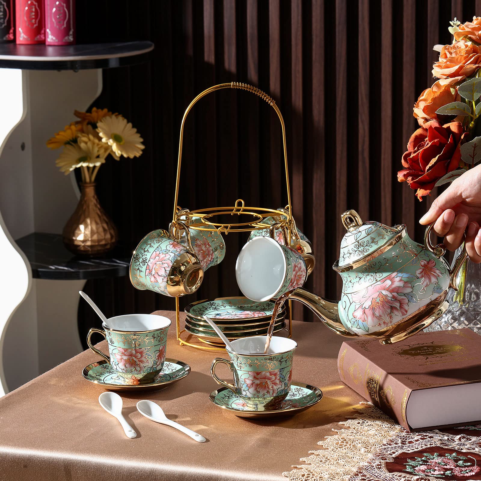 Zhehao platillos de porcelana brillantes para presentar bebidas