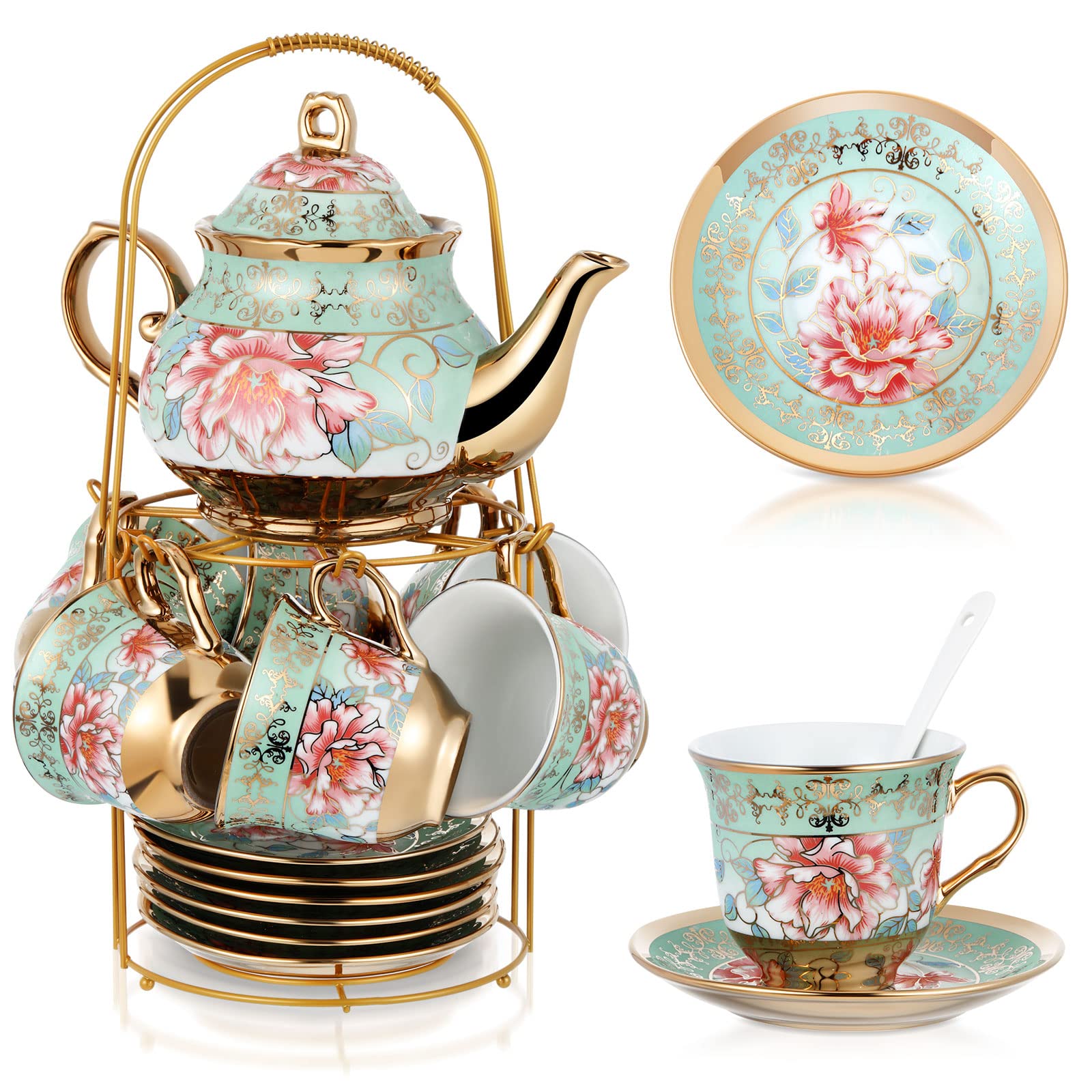 Zhehao tetera de porcelana con dorado para reuniones