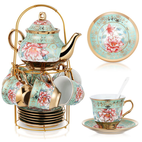 Zhehao tetera de porcelana con dorado para reuniones