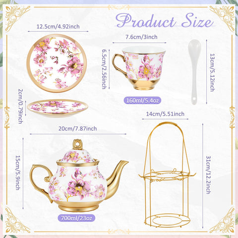 Tetera Zhehao de porcelana 700 ml con borde dorado.