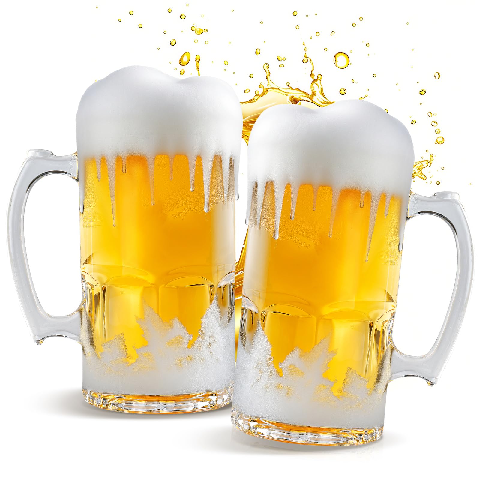 Jarra ZHENGYAOYANG de cerveza de vidrio grande con asa, ideal para porciones generosas.