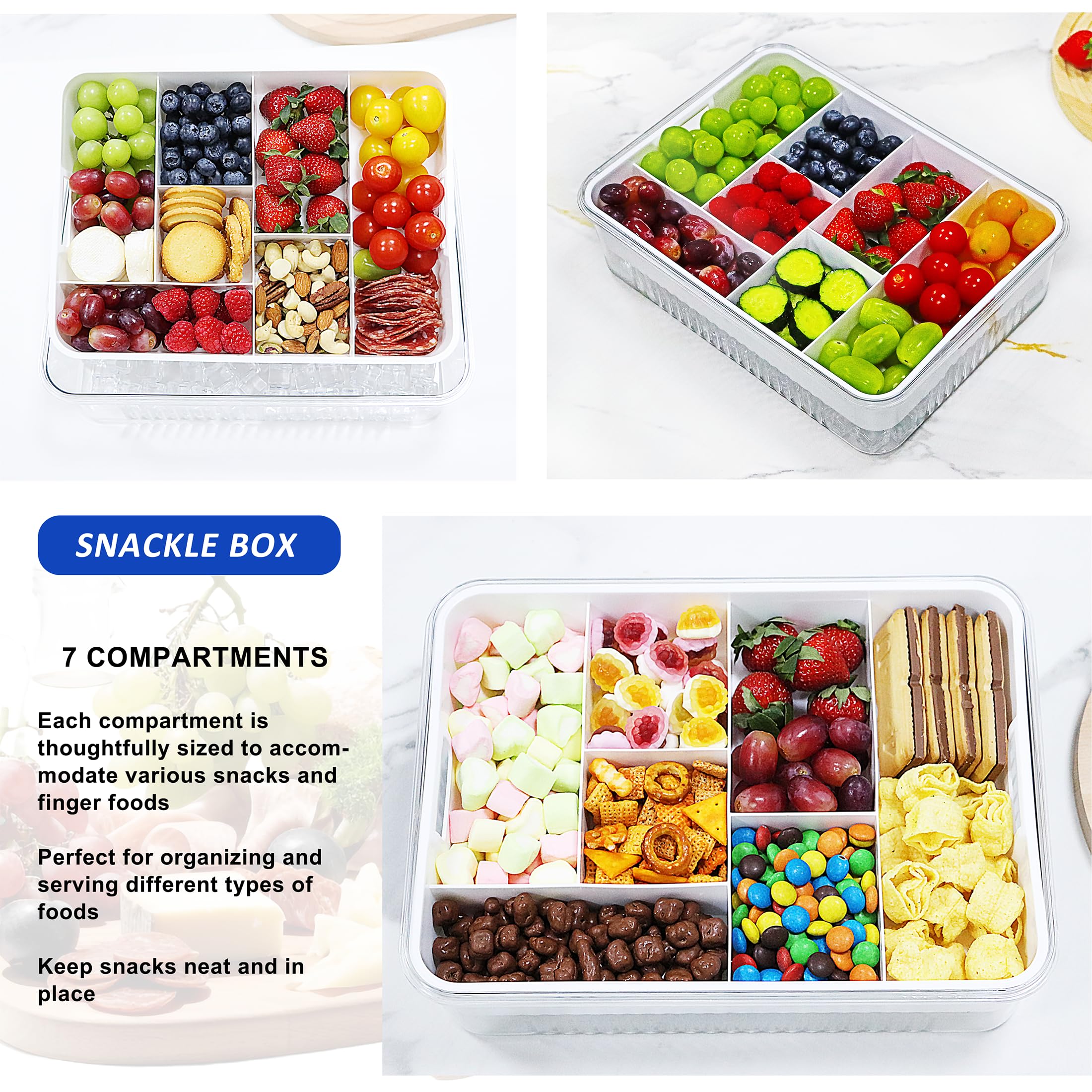 zhinenie Snackle Box con 7 compartimentos facilita organizar frutas y snacks