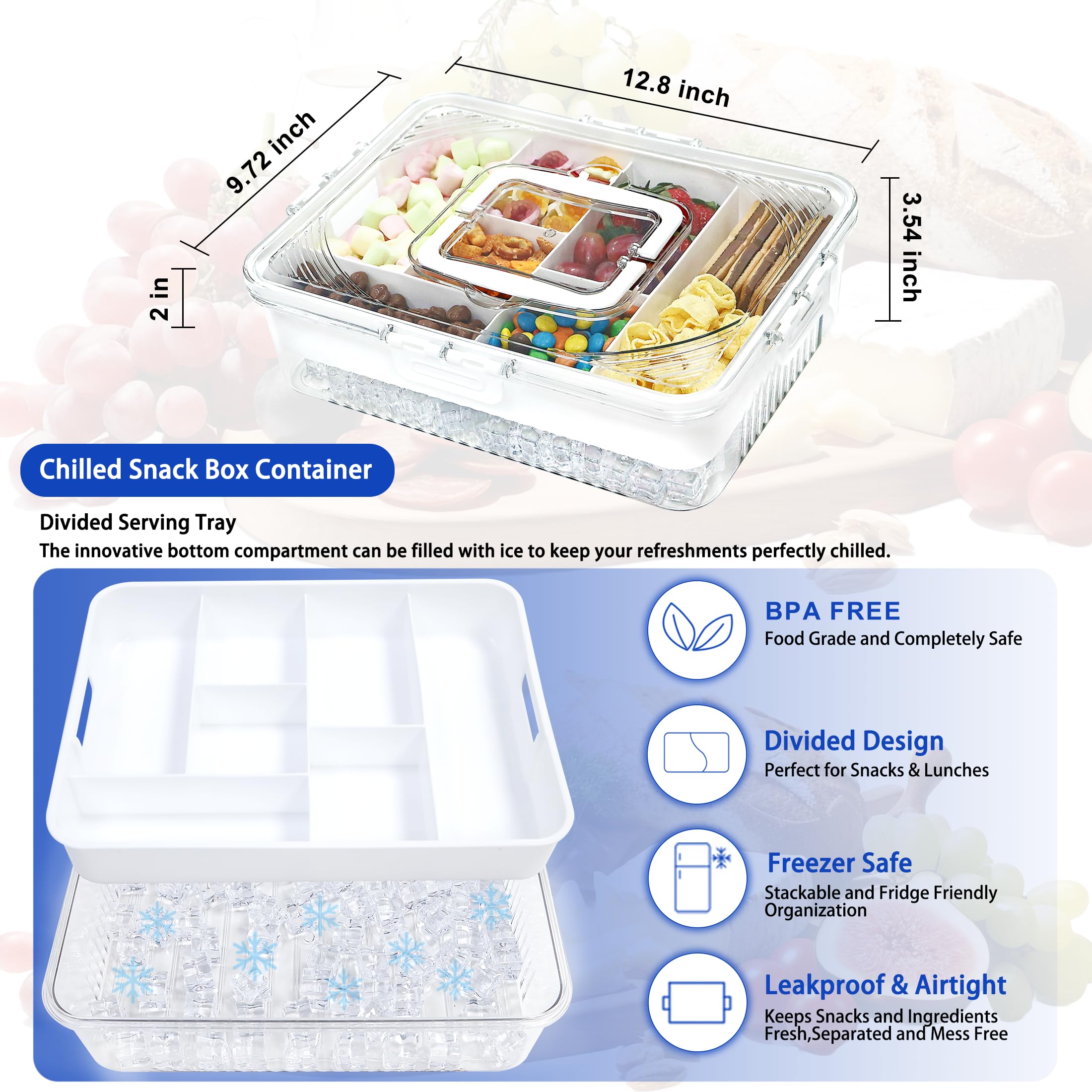 zhinenie Snackle Box para charcutería: bandeja dividida para porciones y presentación