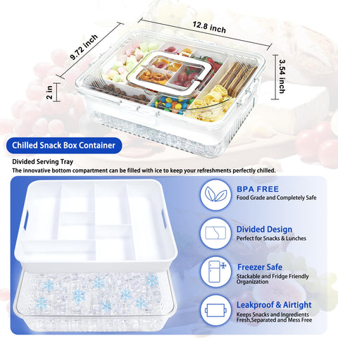 zhinenie Snackle Box para charcutería: bandeja dividida para porciones y presentación