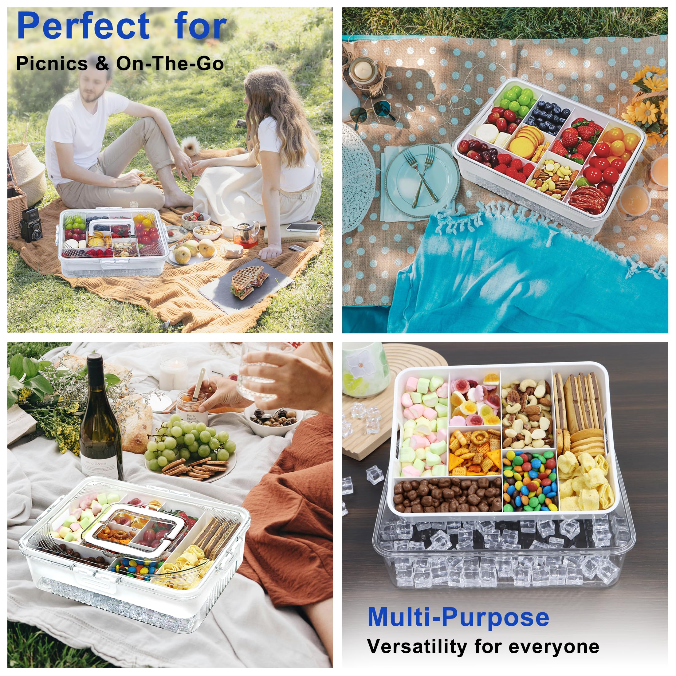 zhinenie Snackle Box portátil: tapa segura y asa para llevar a picnic
